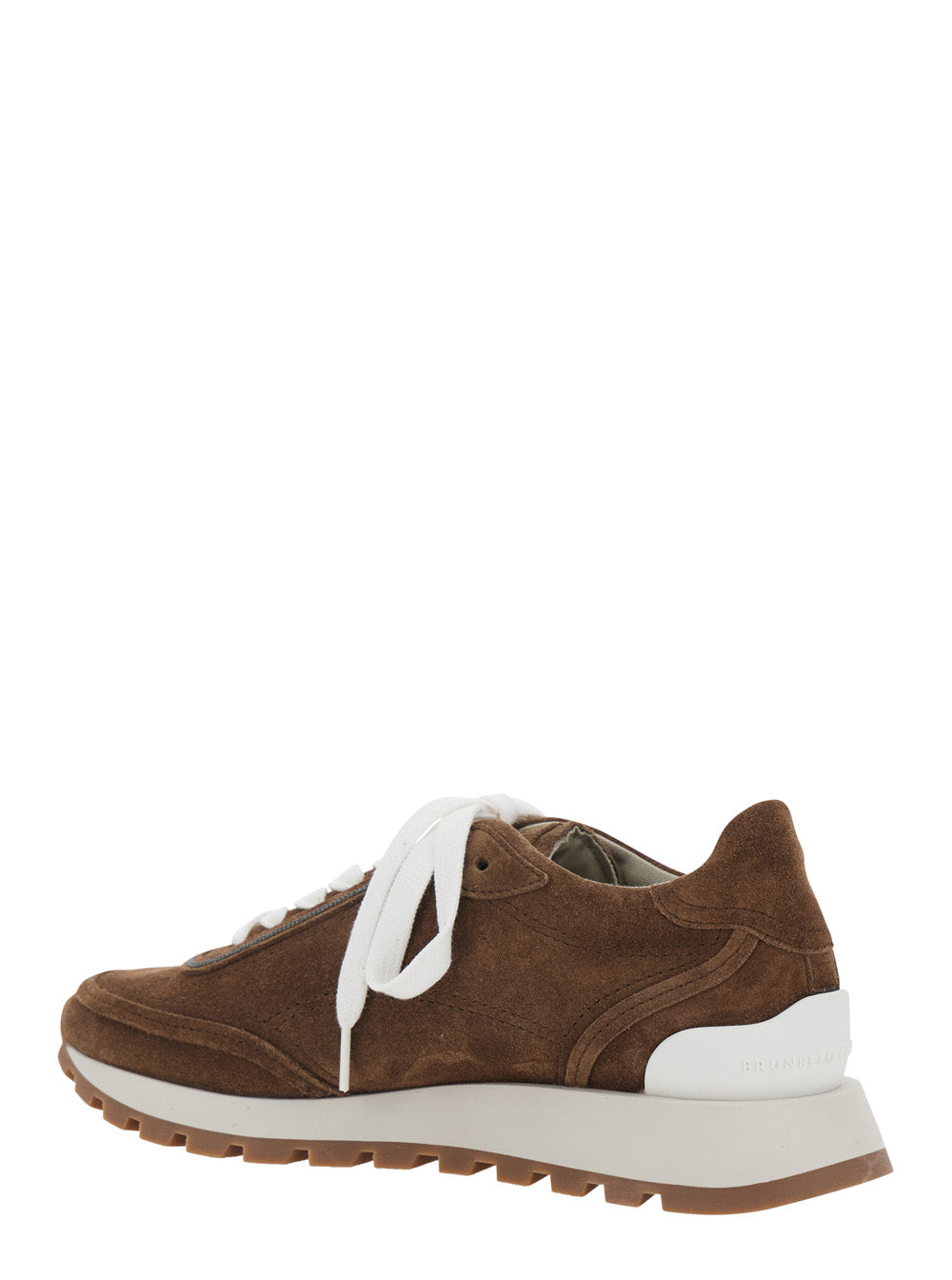 Brunello Cucinelli Women Brown Low Top Sneakers With Perforated Round Toe And Rubber Sole In Suede For Women