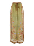 Zimmermann Women 'Indra ' Multicolor Pants With Elastic Drawstring Waist And All-Over Pattern In Silk For Women
