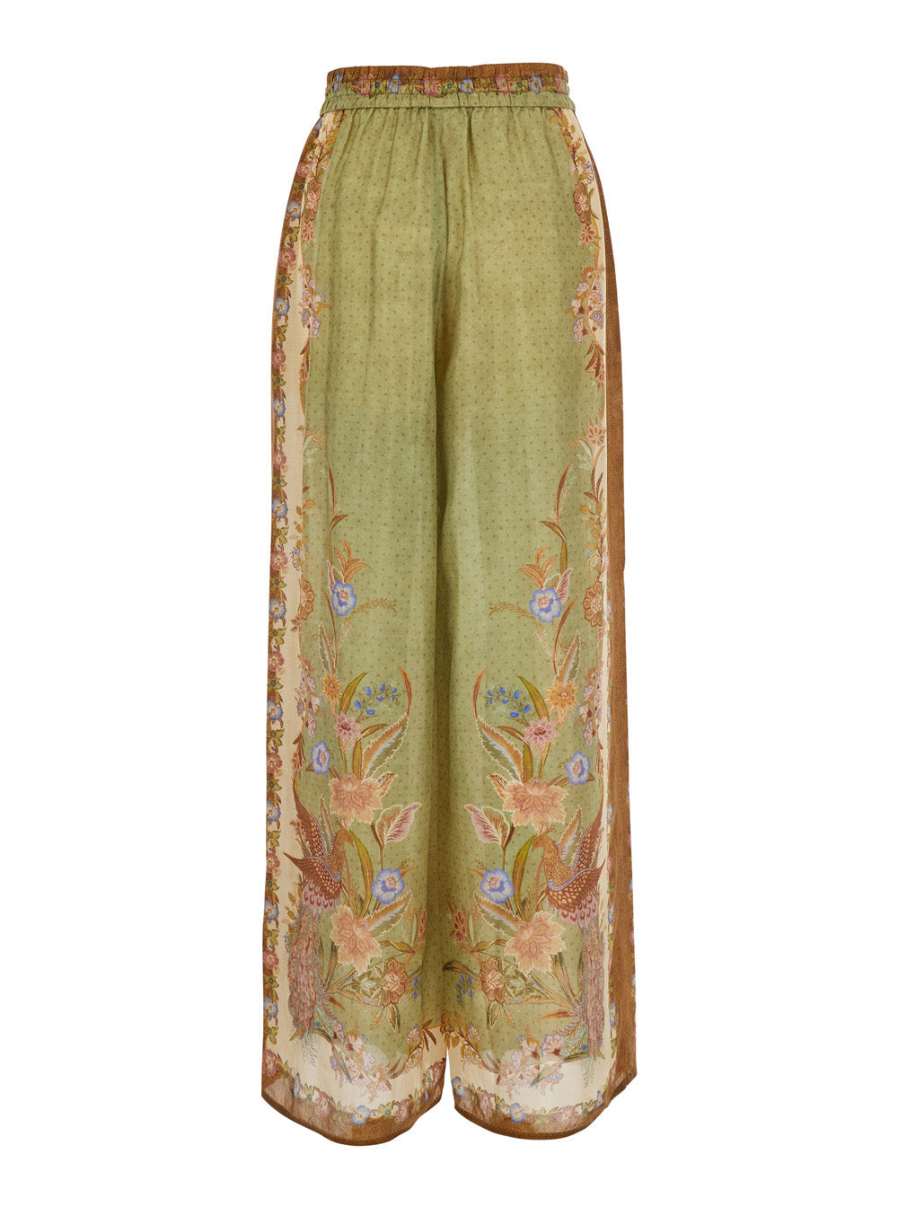Zimmermann Women 'Indra ' Multicolor Pants With Elastic Drawstring Waist And All-Over Pattern In Silk For Women
