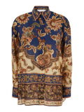 Zimmermann Women 'Aster' Multicolor Shirt With Classic Collar And All-Over Print In Silk For Women