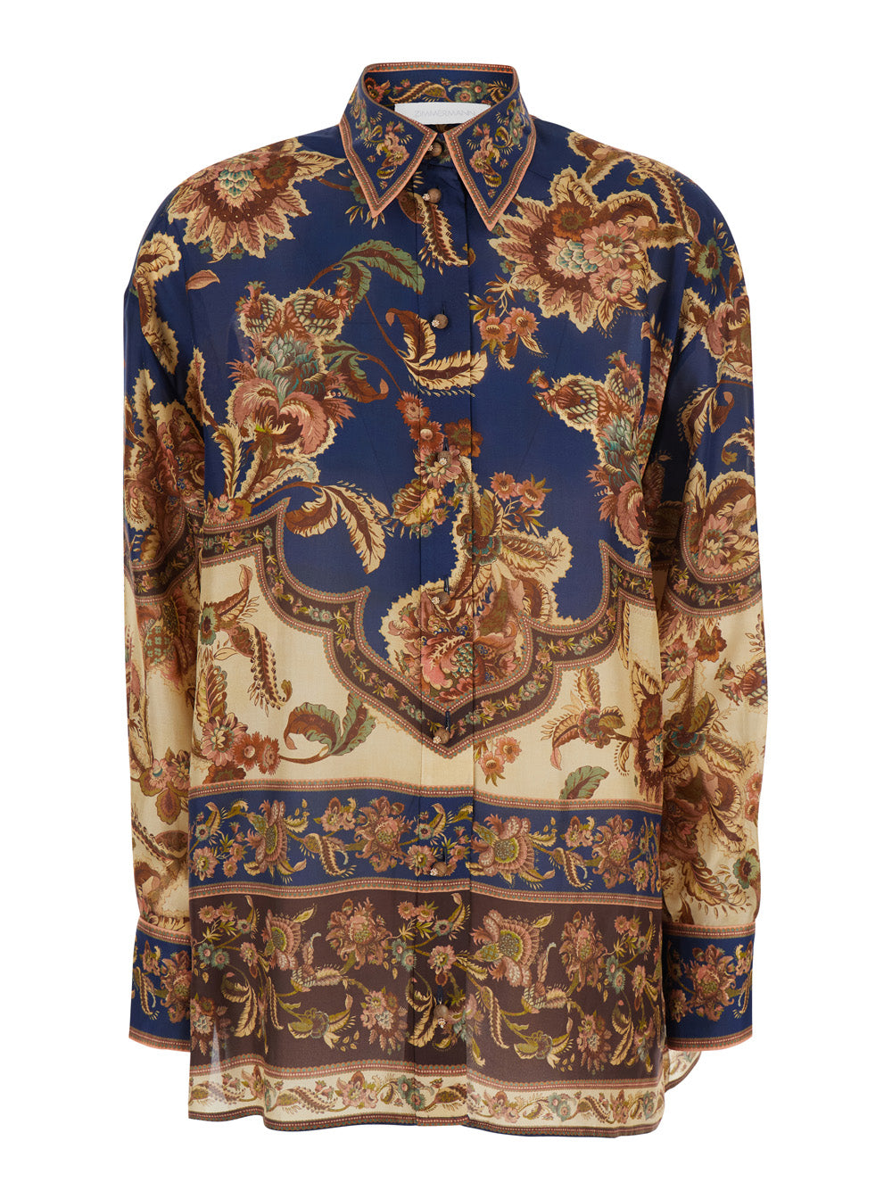 Zimmermann Women 'Aster' Multicolor Shirt With Classic Collar And All-Over Print In Silk For Women