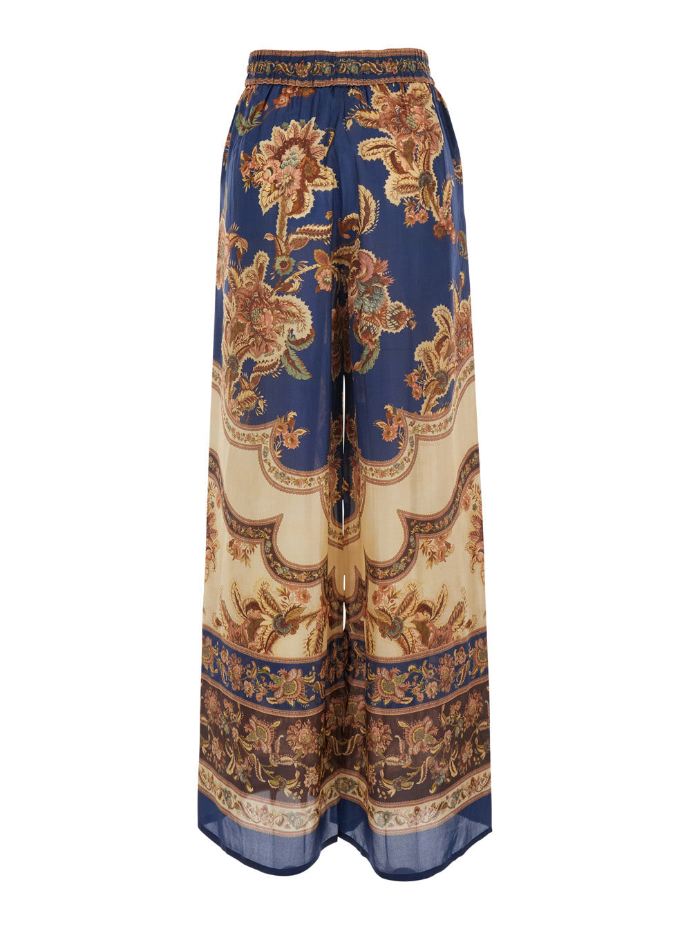 Zimmermann Women 'Aster ' Multicolor Pants With Elasticated Drawstring Waist And All-Over Print In Silk For Women