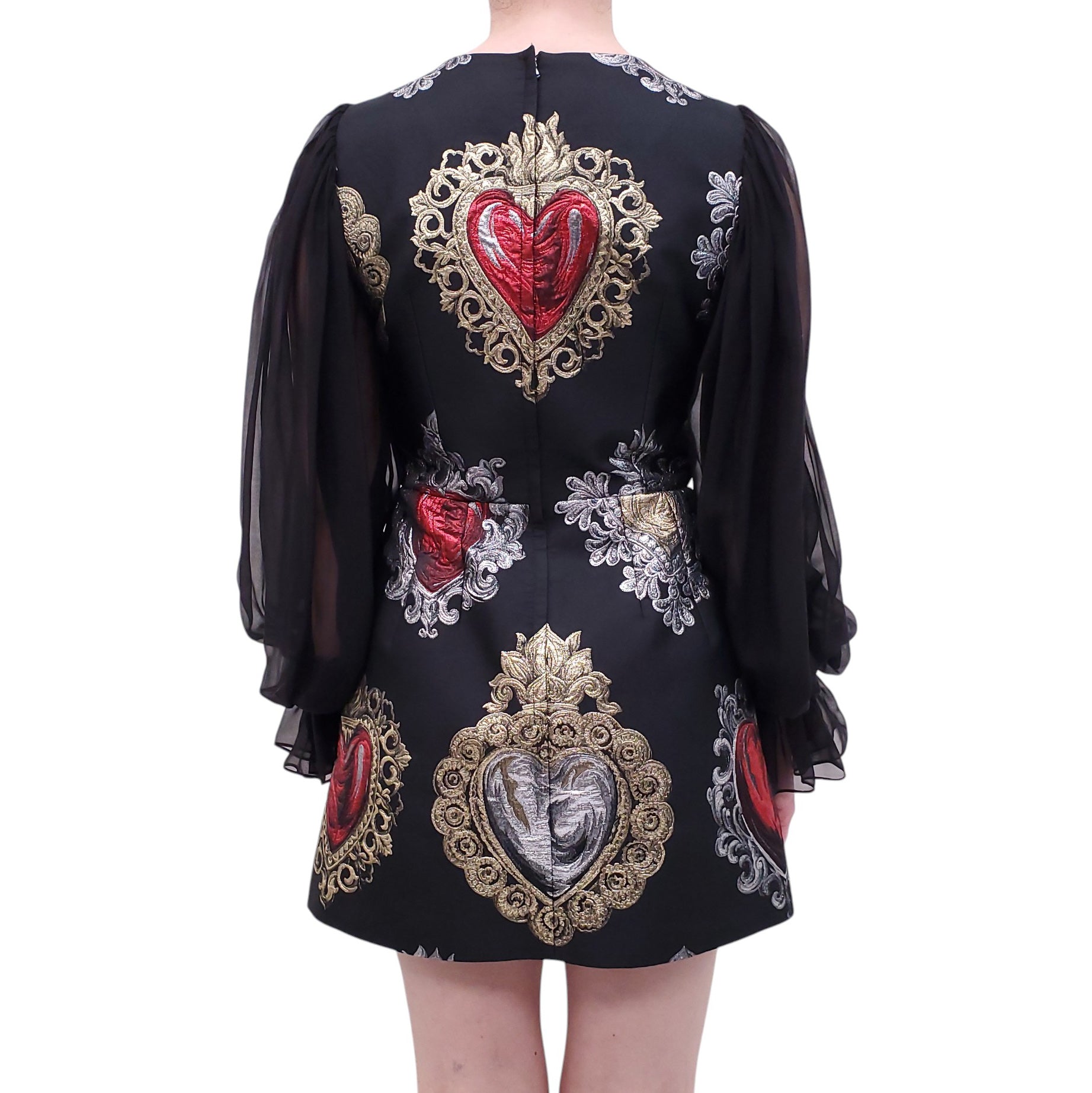 DOLCE & GABBANA SACRED HEARTS MINI DRESS - SIZE 40