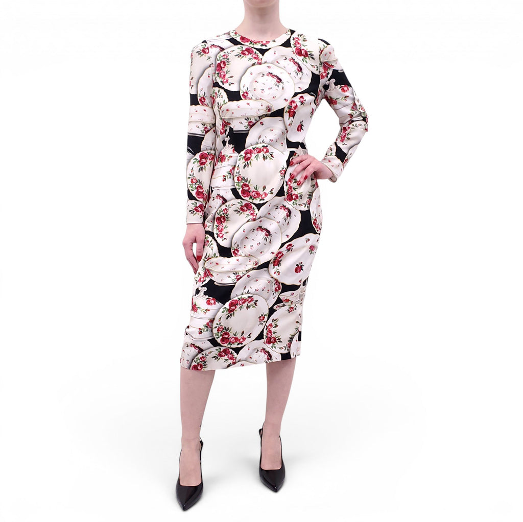 DOLCE & GABBANA CHINA TABLEWEAR PATTERNED DRESS - SIZE 46