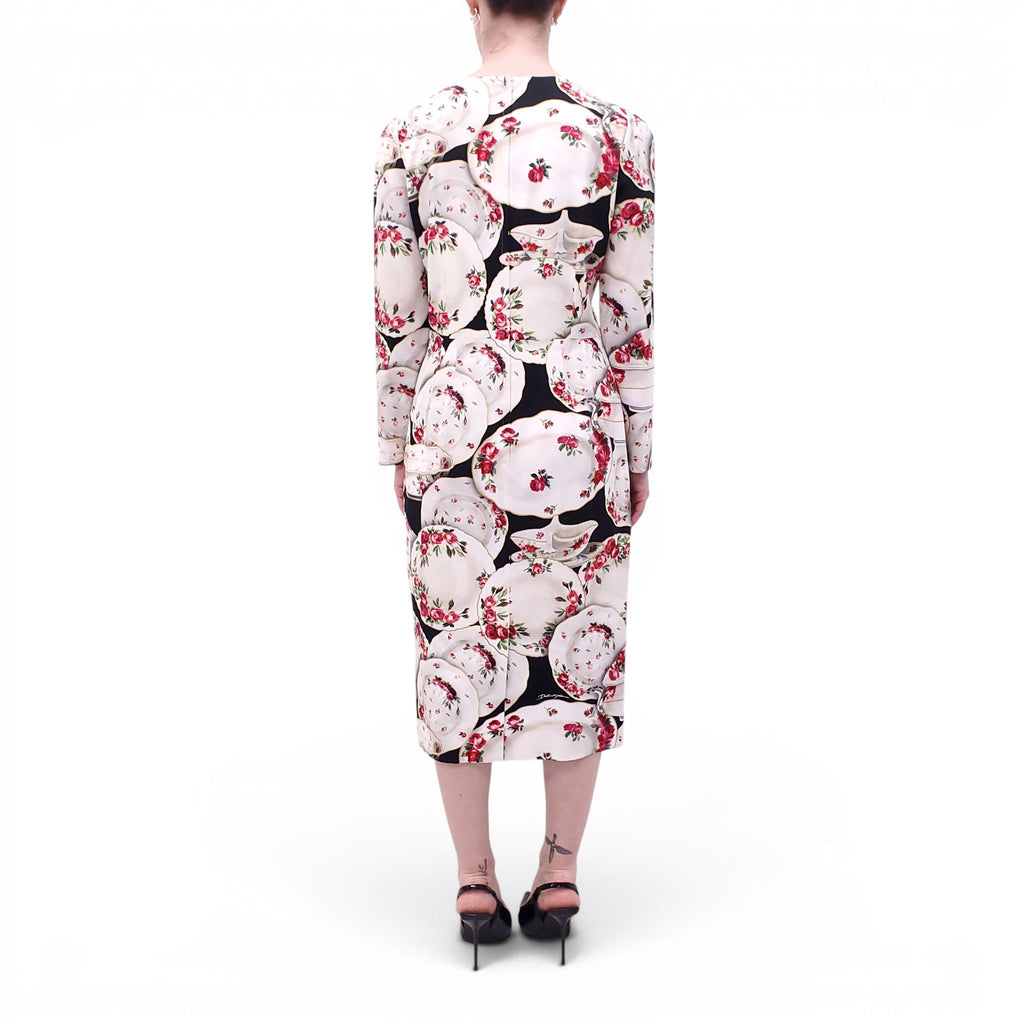 DOLCE & GABBANA CHINA TABLEWEAR PATTERNED DRESS - SIZE 46