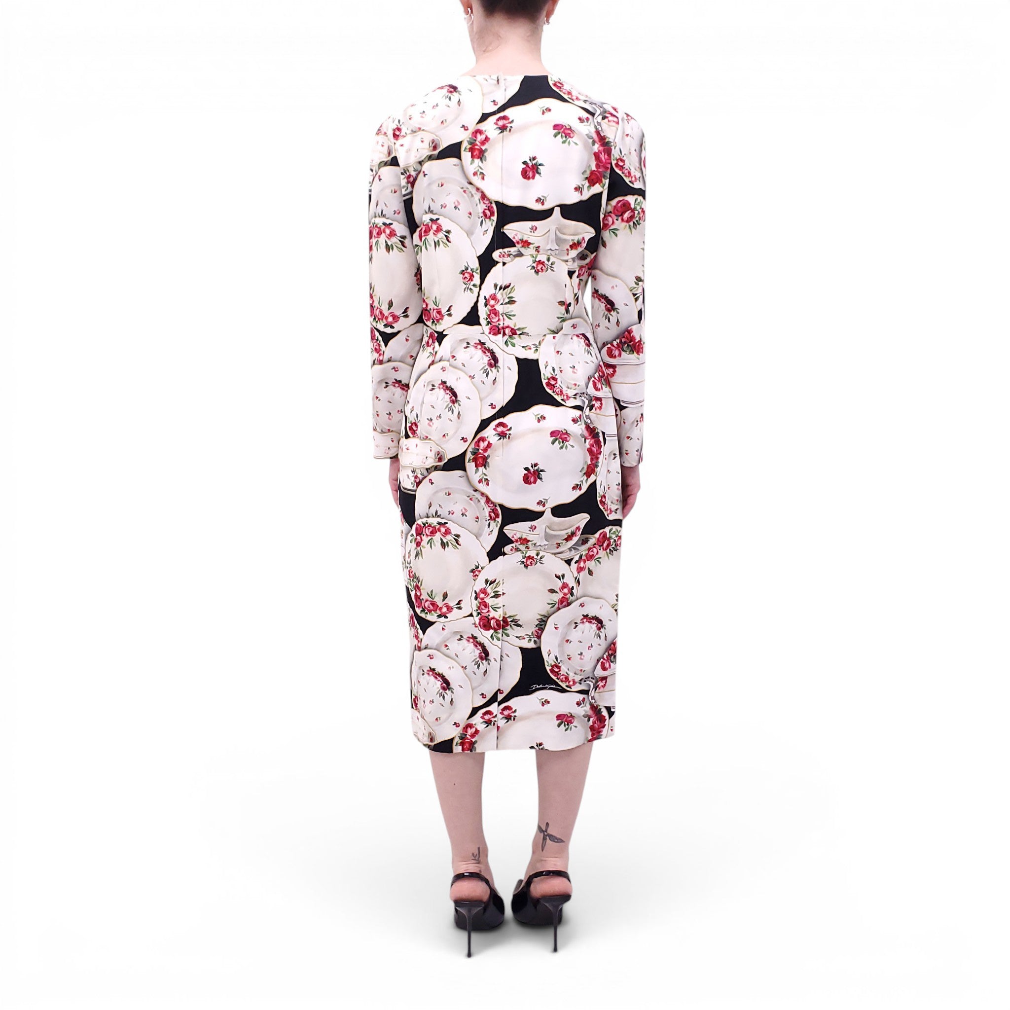 DOLCE & GABBANA CHINA TABLEWEAR PATTERNED DRESS - SIZE 46