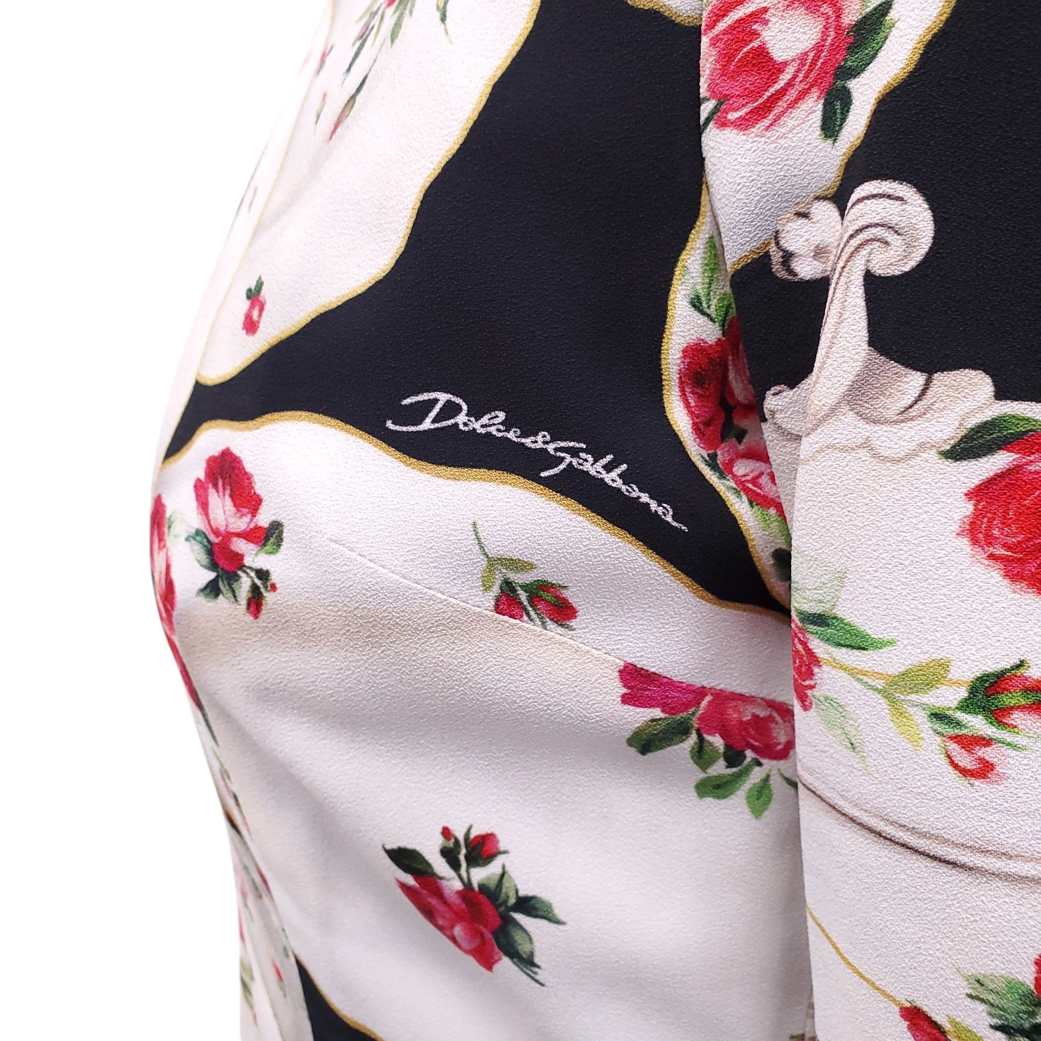 DOLCE & GABBANA CHINA TABLEWEAR PATTERNED DRESS - SIZE 46