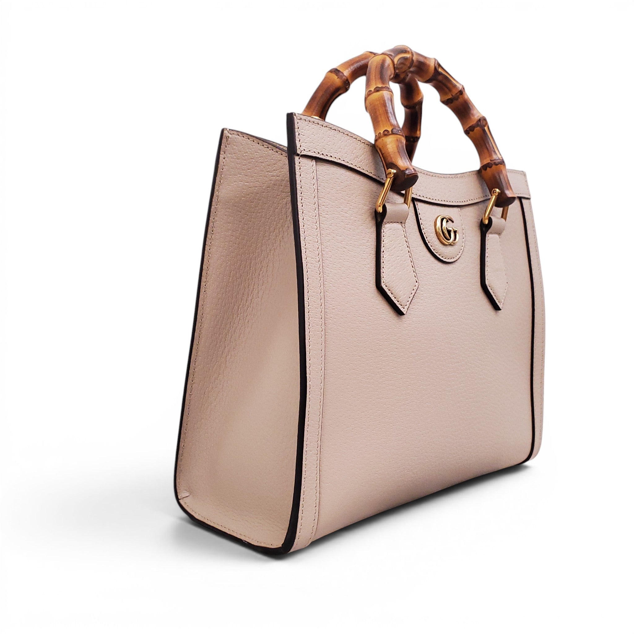 GUCCI TAUPE MEDIUM DIANA TOTE BAG WITH BAMBOO TOP HANDLE