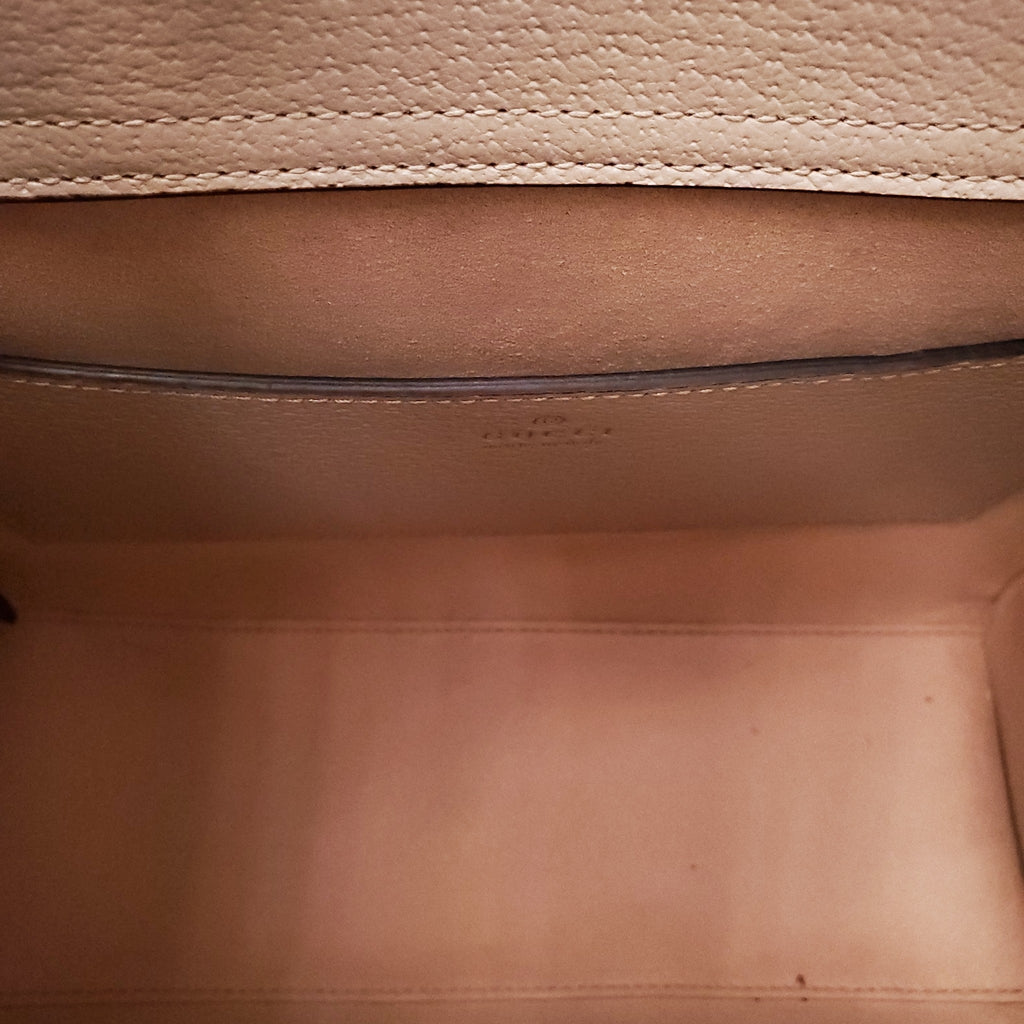 GUCCI TAUPE MEDIUM DIANA TOTE BAG WITH BAMBOO TOP HANDLE