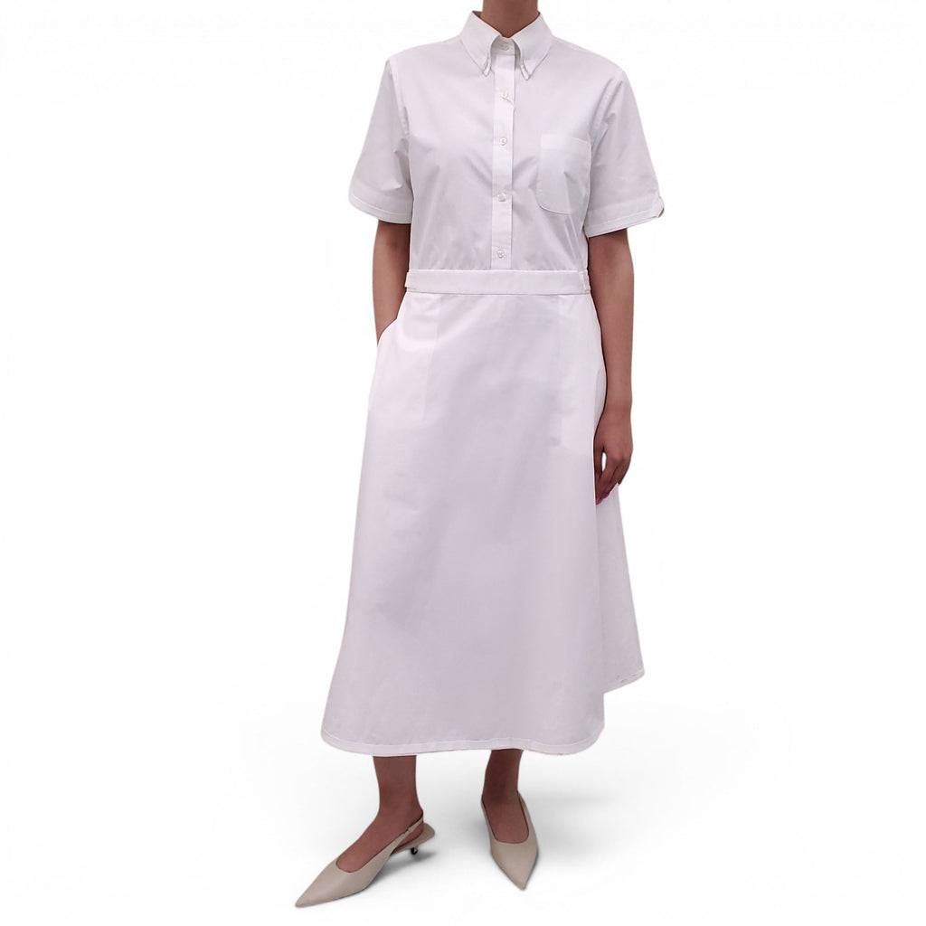 THOM BROWNE WHITE POPLIN A-LINE DRESS - SIZE 46
