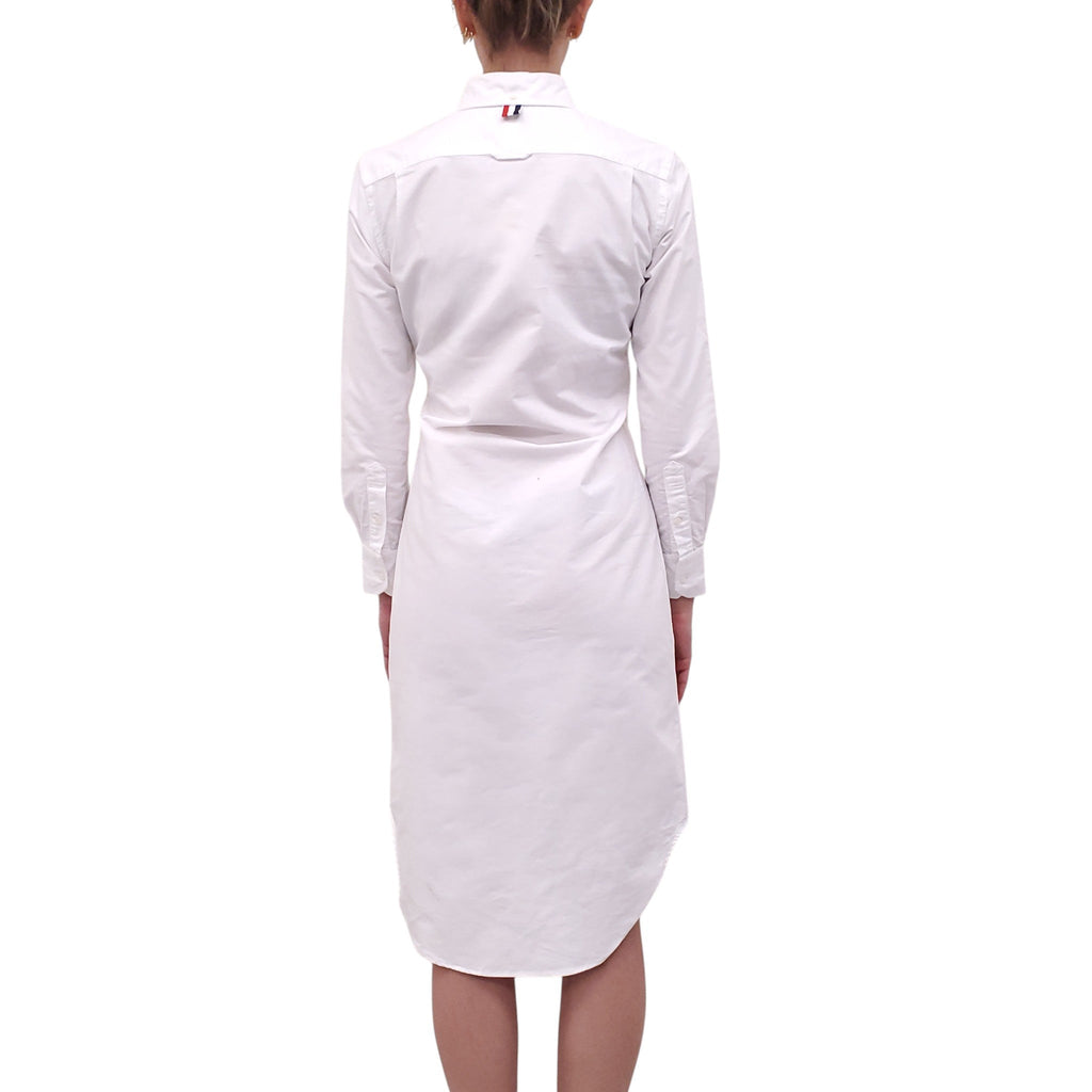 THOM BROWNE WHITE OXFORD SHIRT DRESS - SIZE 40