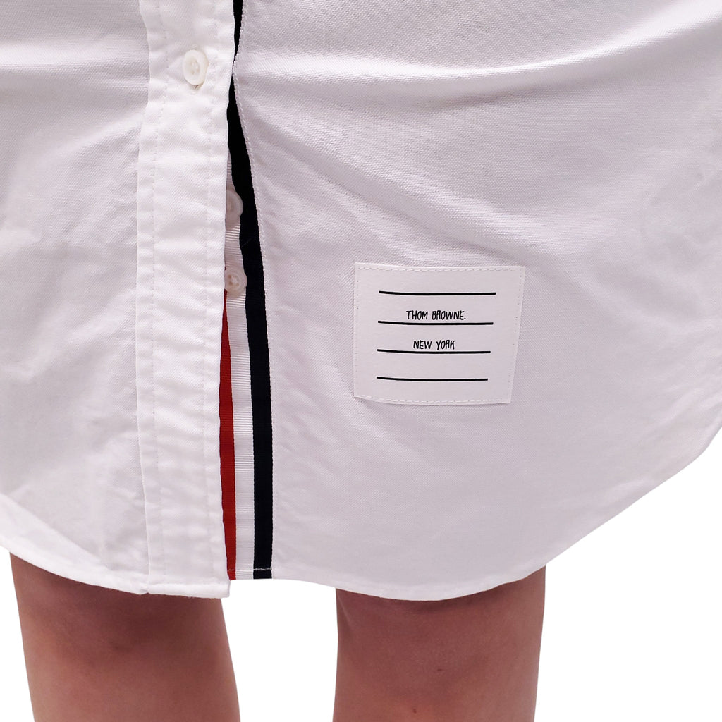 THOM BROWNE WHITE OXFORD SHIRT DRESS - SIZE 40