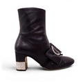 GUCCI BLACK LEATHER AND CRYSTAL BOOTIES - SIZE 39