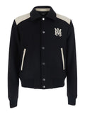 Amiri Men Black Jacket With Classic Collar And Logo Patch On The Front In Wool Blend For Men