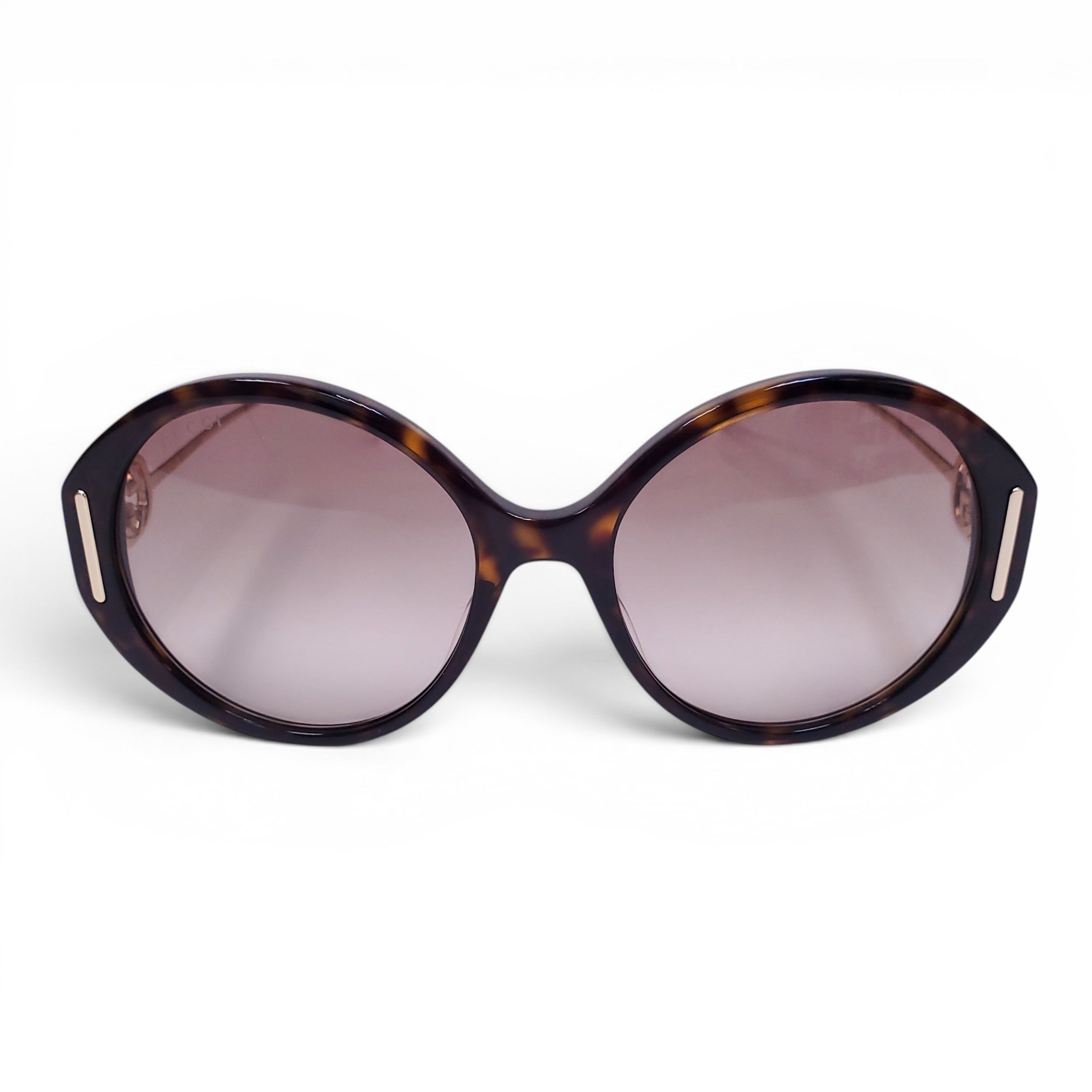 GUCCI BROWN ROUND SUNGLASSES WITH LOGO
