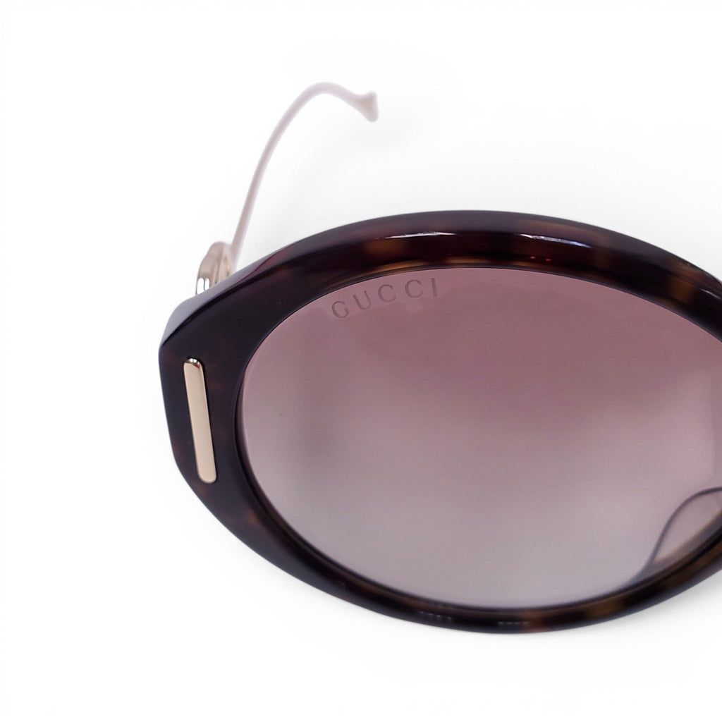 GUCCI BROWN ROUND SUNGLASSES WITH LOGO
