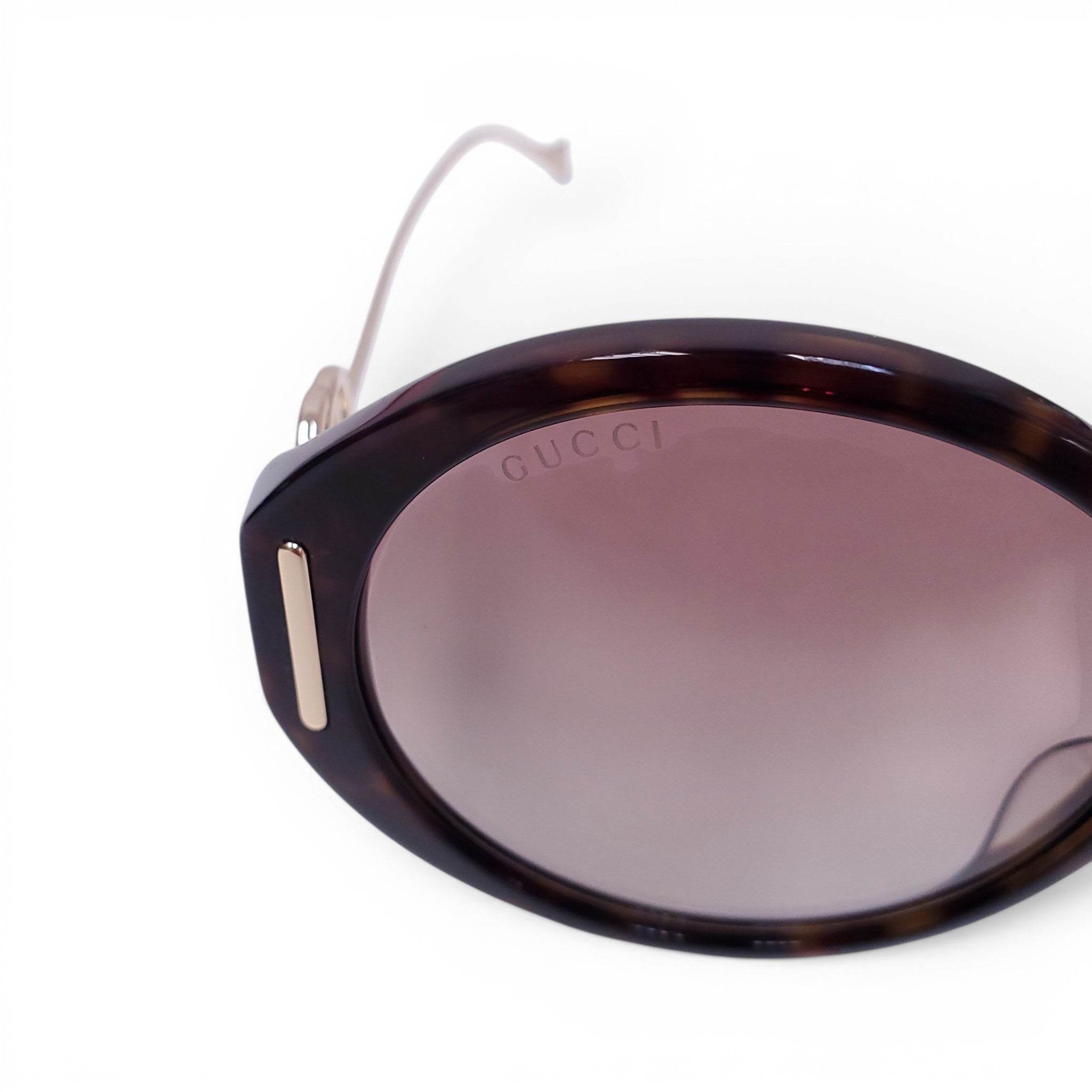GUCCI BROWN ROUND SUNGLASSES WITH LOGO