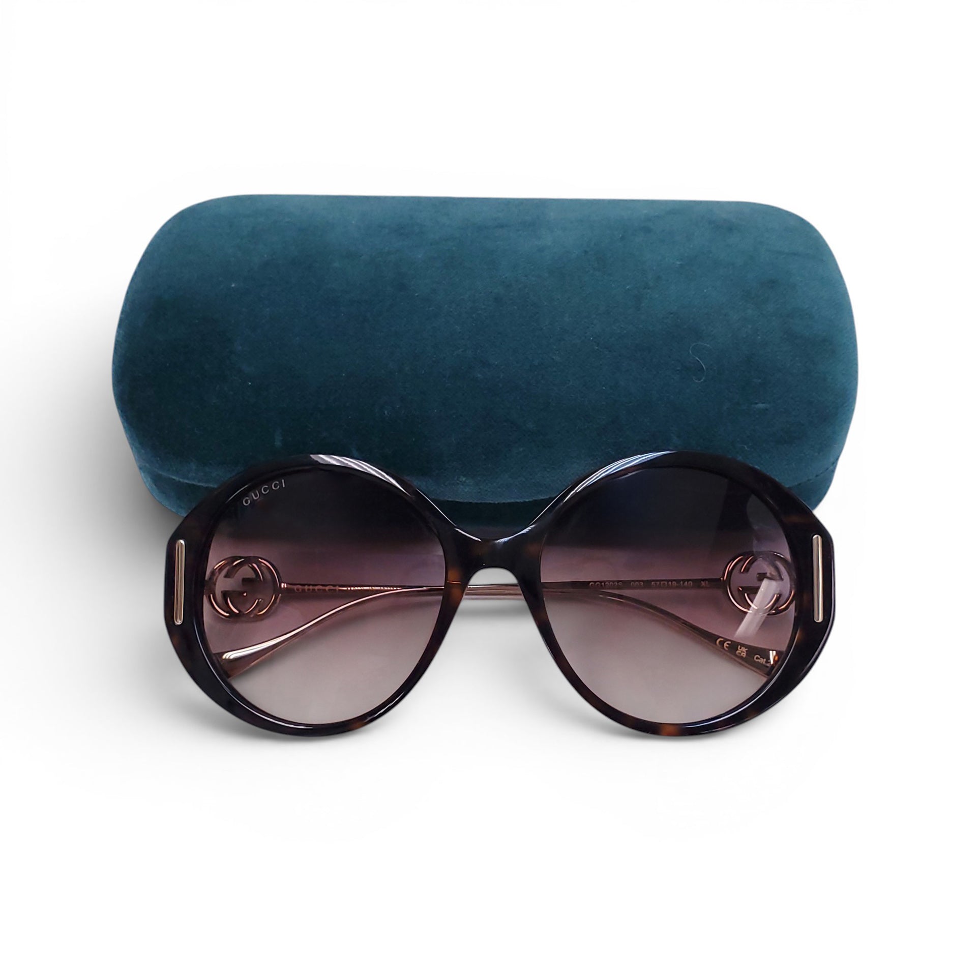 GUCCI BROWN ROUND SUNGLASSES WITH LOGO