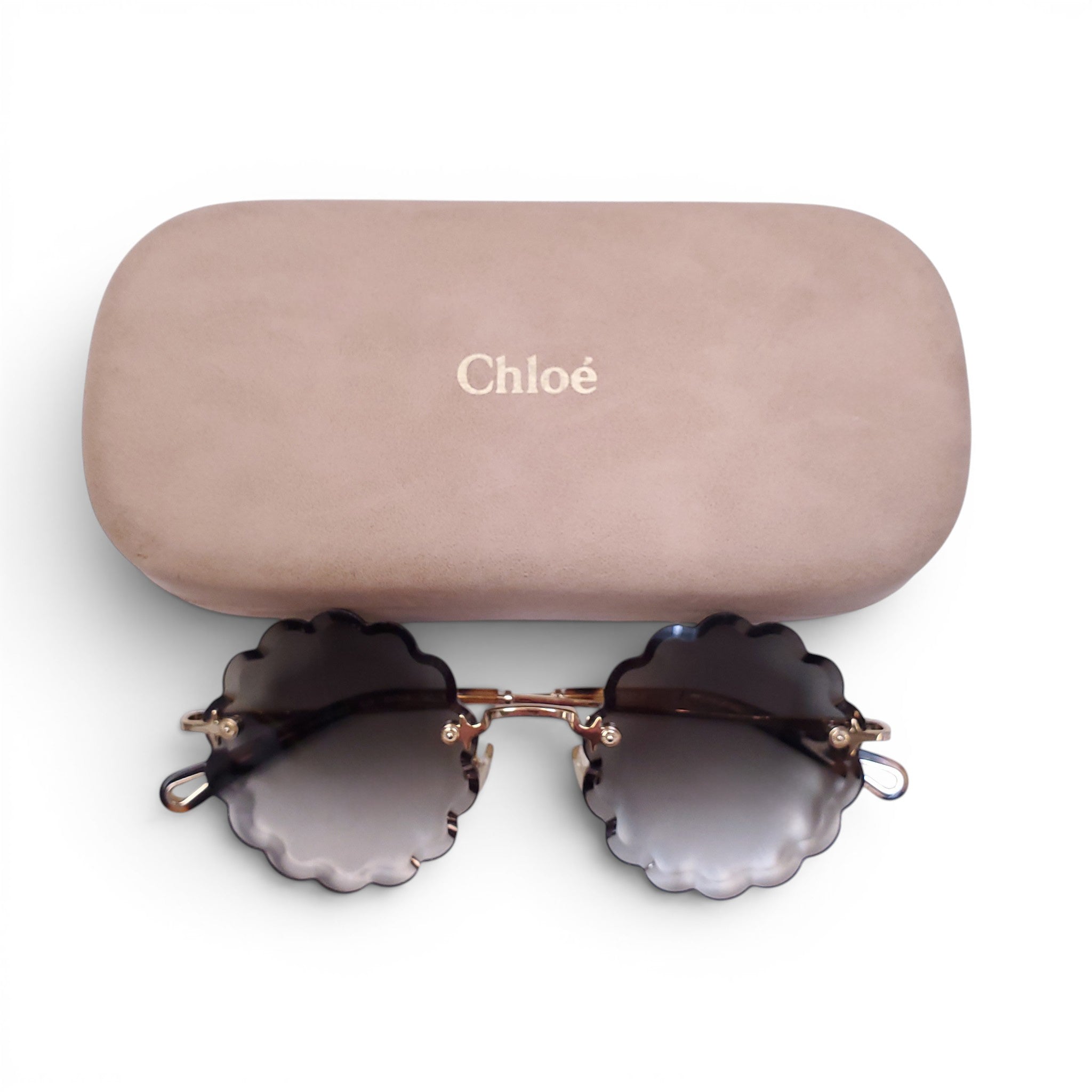 CHLOÉ ROUND SCALLOPED SUNGLASSES