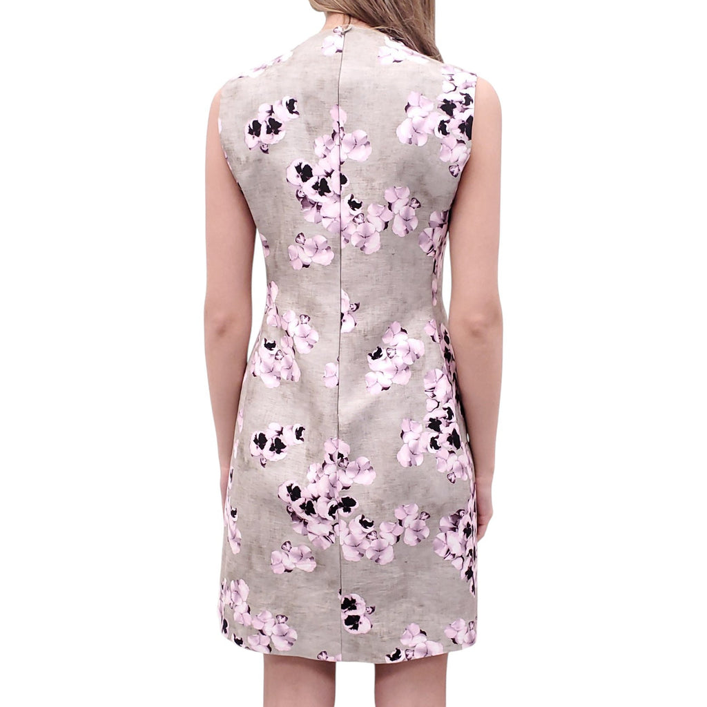 GIAMBATTISTA VALLI GREY AND PURPLE FLORAL DRESS - SIZE 44
