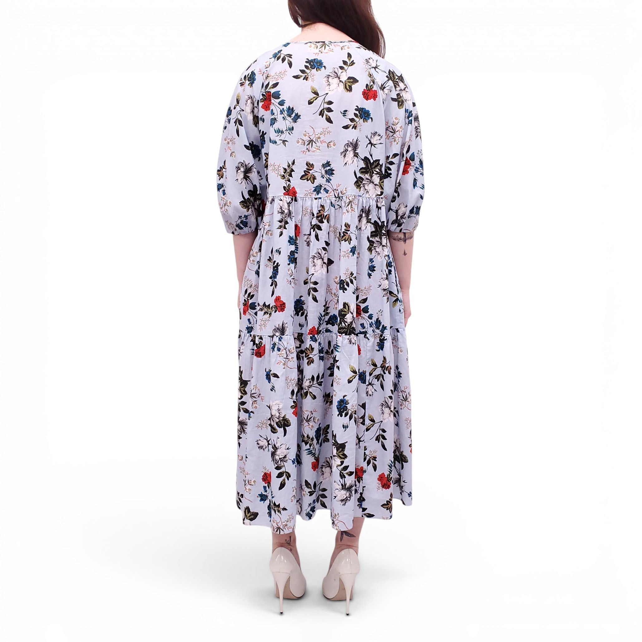 ERDEM SKY BLUE FLORAL DRESS - SIZE 12