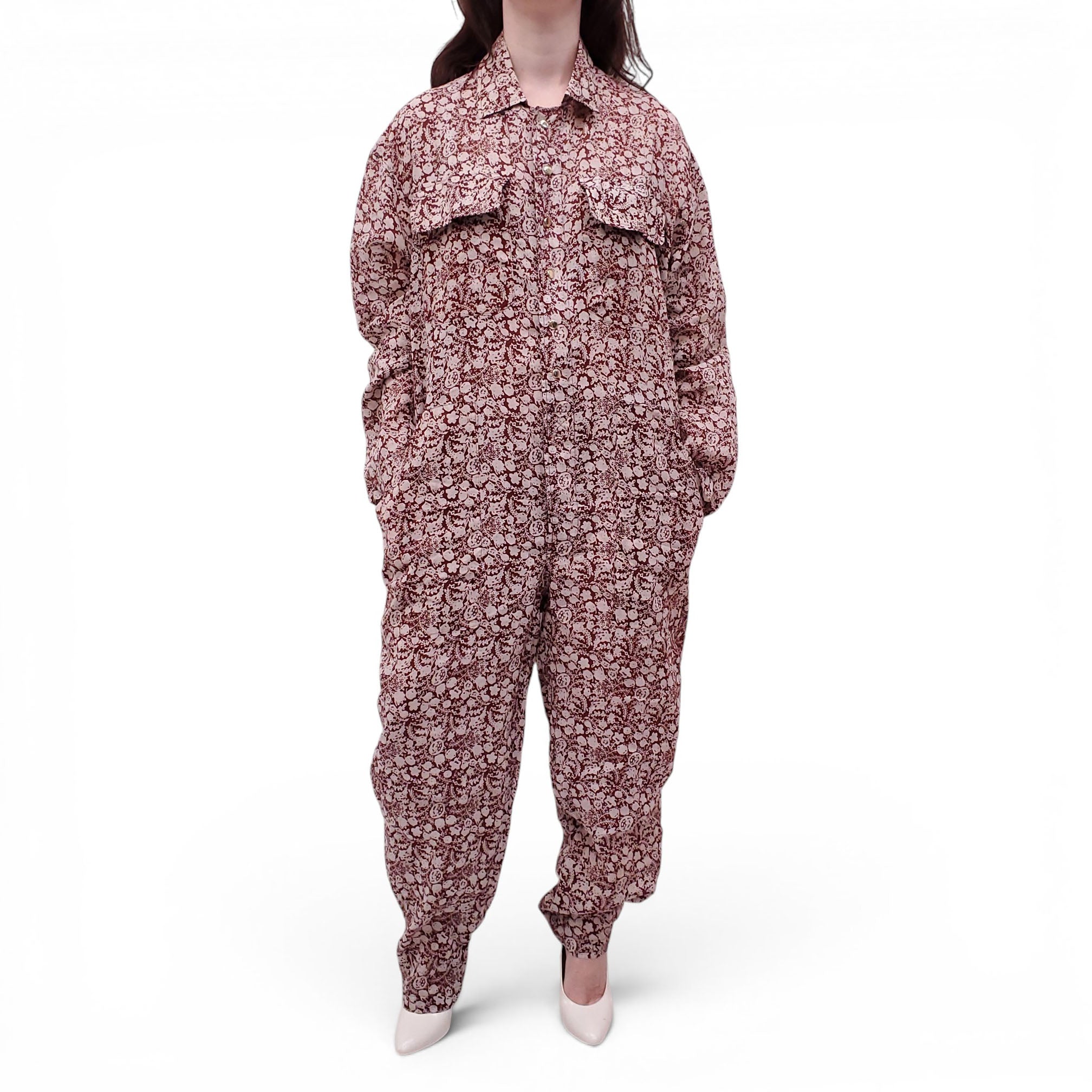 YVONNE S RED PATTERNED JUMPSUIT - SIZE L