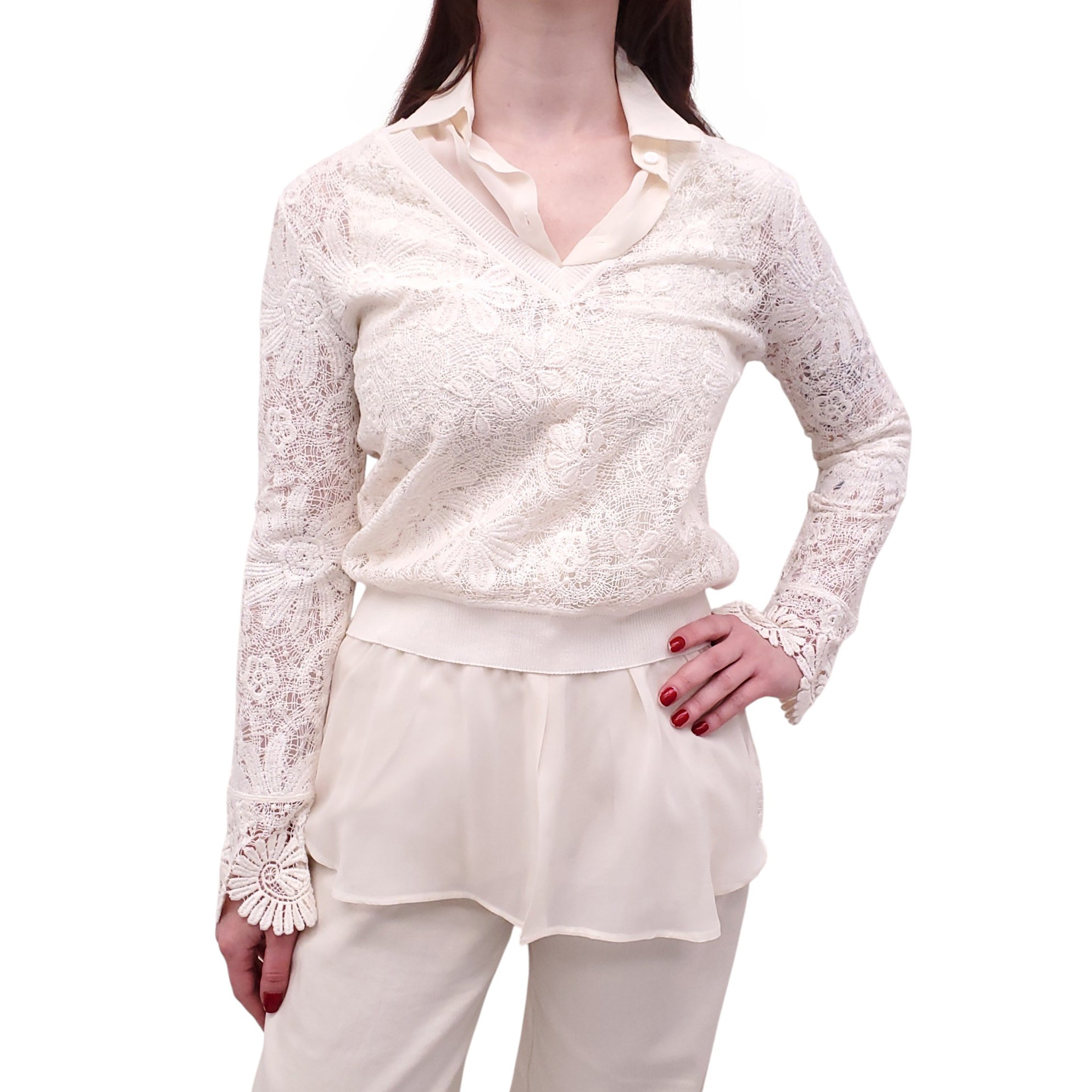 ERMANNO SCERVINO 2-PIECE LAYERED LACE CARDIGAN SET - SIZE 40