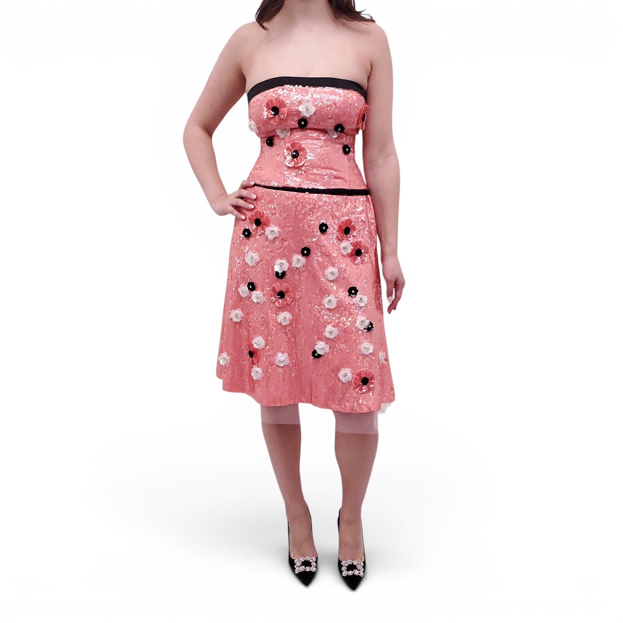 GUIZIO PINK SEQUIN FLORAL SKIRT SET - SIZE M/L