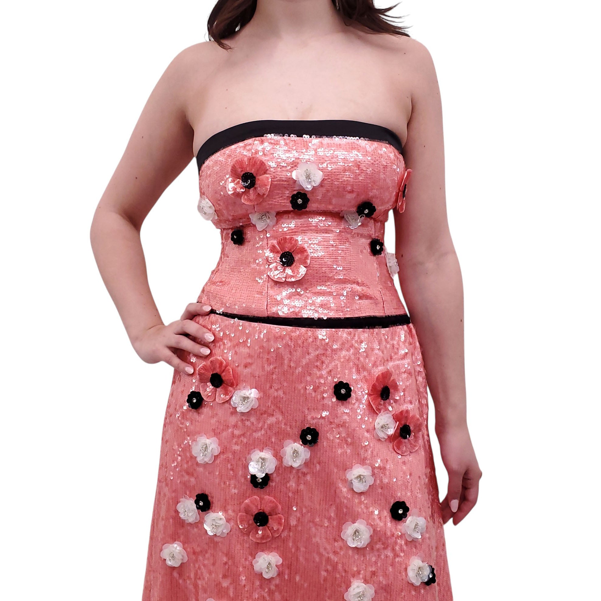 GUIZIO PINK SEQUIN FLORAL SKIRT SET - SIZE M/L