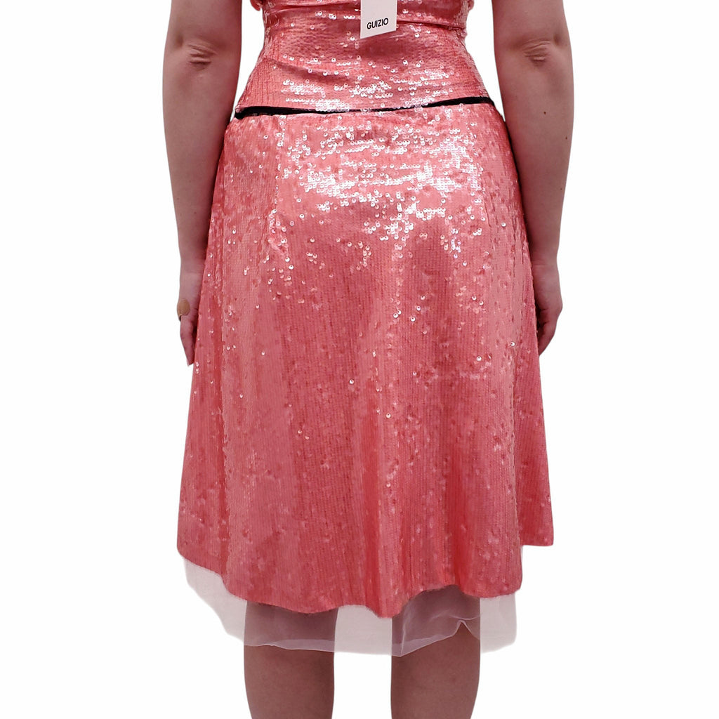 GUIZIO PINK SEQUIN FLORAL SKIRT SET - SIZE M/L