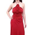 MAGDA BUTRYM RED ROSETTE HALTER TOP - SIZE 38