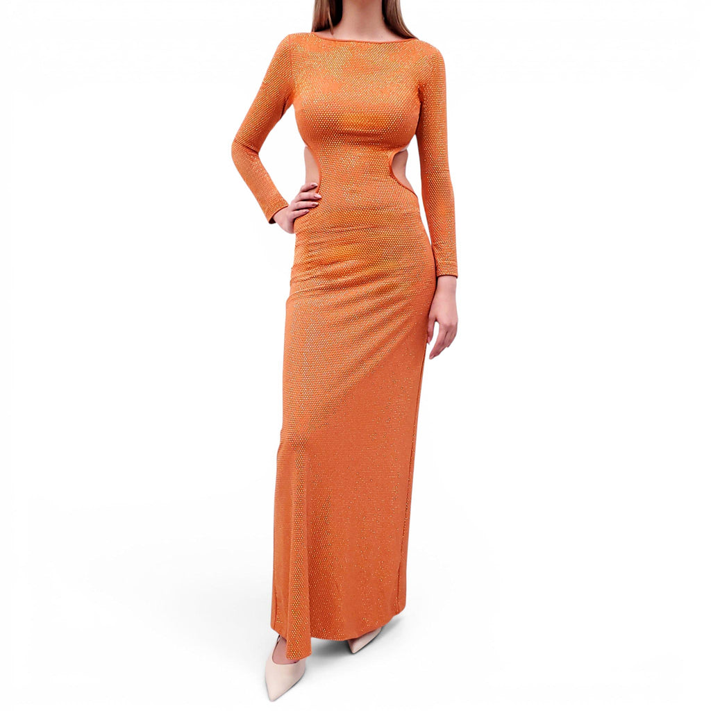 CULT GAIA ORANGE ORANGE CRYSTAL DRESS - SIZE XS