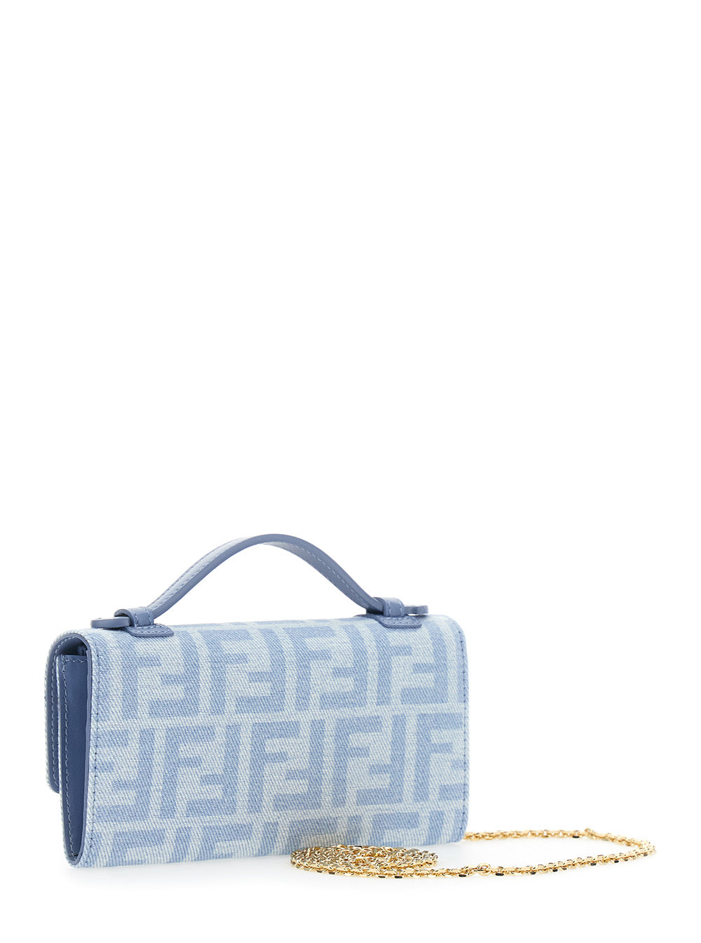 Fendi Women 'Continental' Light Blue Crossbody Bag With Ff All-Over Motif In Denim For Women