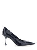Jimmy Choo Women 'Ixia' Blue Pumps With Pointed Design In Crocodile-Effect Leather For Women