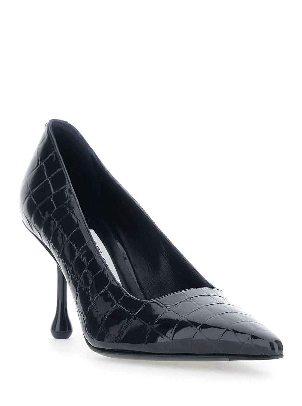 Jimmy Choo Women 'Ixia' Blue Pumps With Pointed Design In Crocodile-Effect Leather For Women