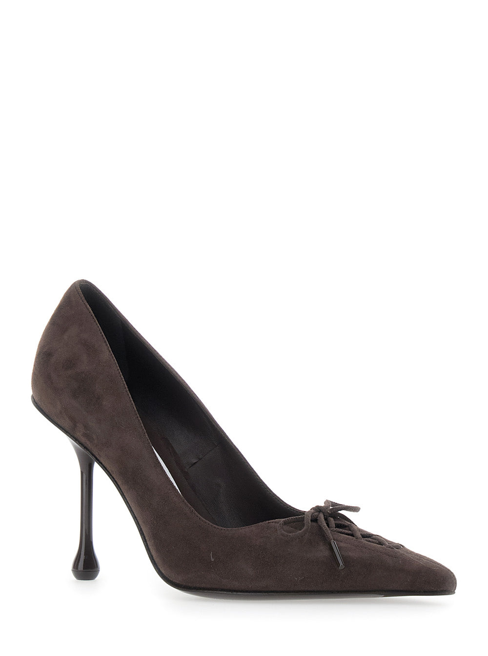 Jimmy Choo Women 'Scarlett' Brown Pumps With Pointed Design And Lace-Up Closure In Suede Women