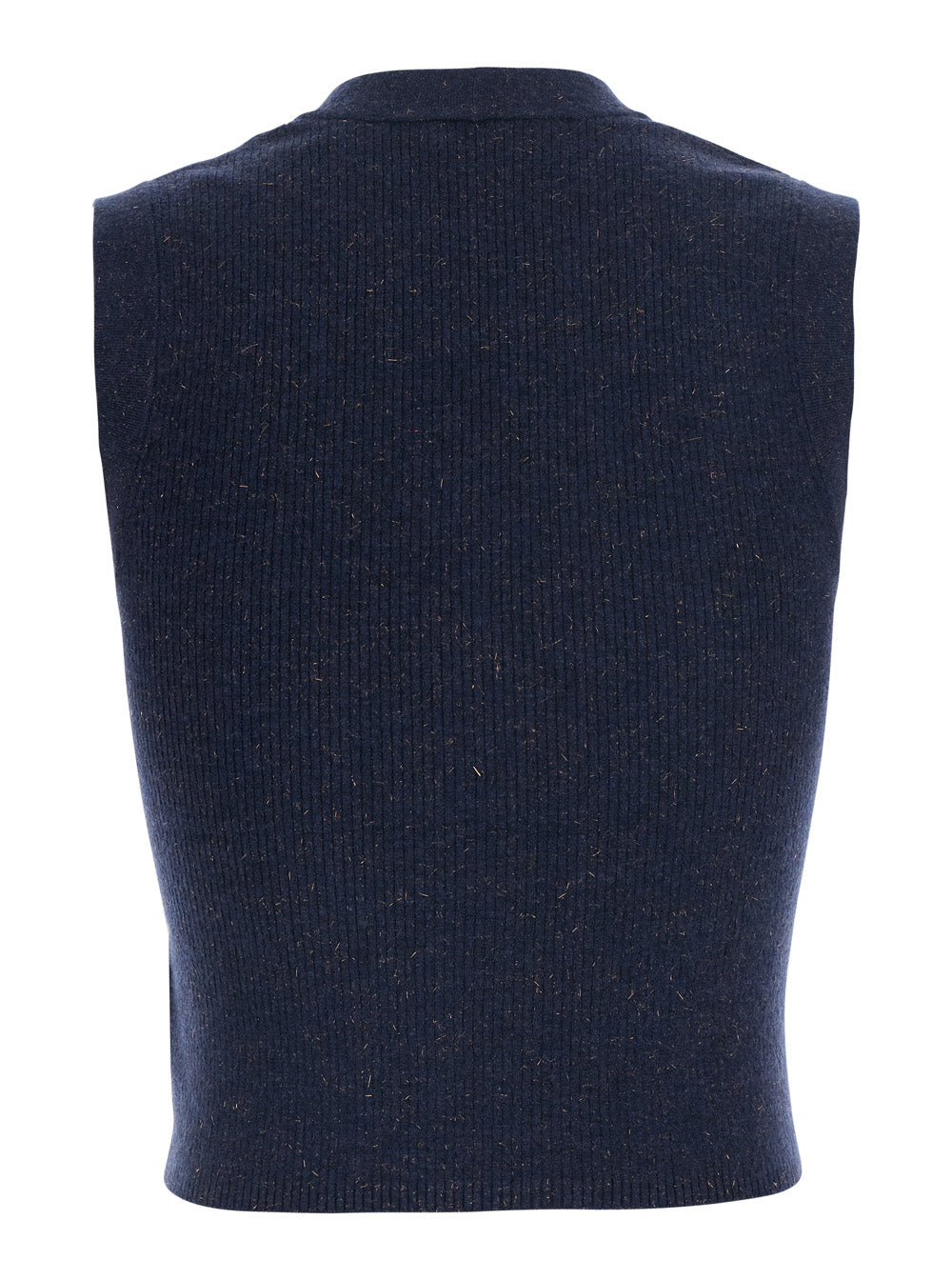 Brunello Cucinelli Women Blue Vest With V-Neck And Two Flap Pockets On The Front In Cashmere Blend For Women