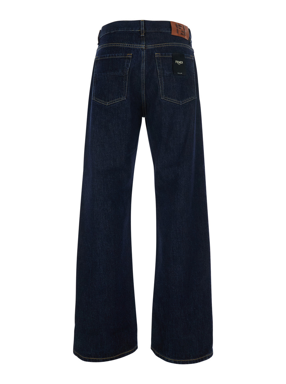 Fendi Men Blue Jeans With Logo Patch On The Back In Denim For Men