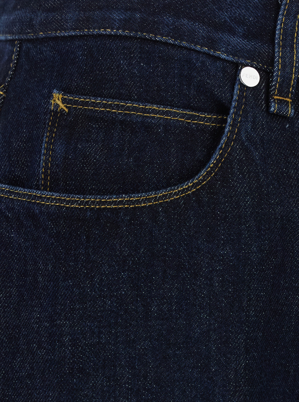 Fendi Men Blue Jeans With Logo Patch On The Back In Denim For Men