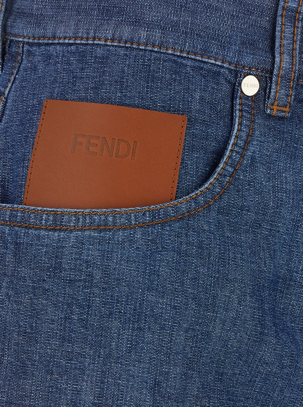 Fendi Women Chambray Denim Shorts
