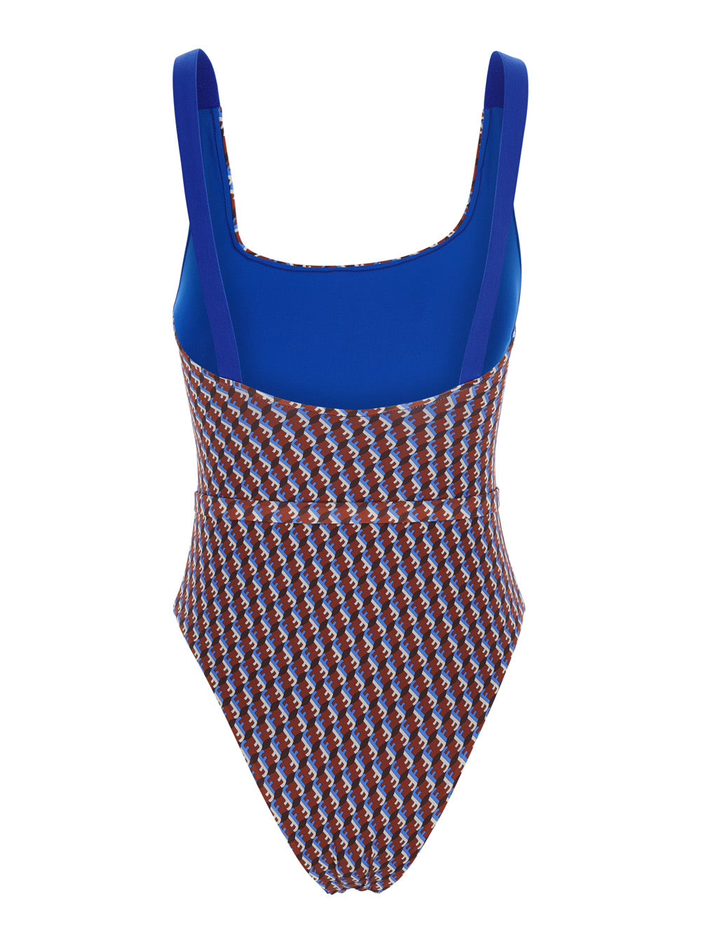 Fendi Women Multicolor One-Piece Swimsuit With All-Over Ff Motif And Ff Plate Belt In Tech Fabric For Women