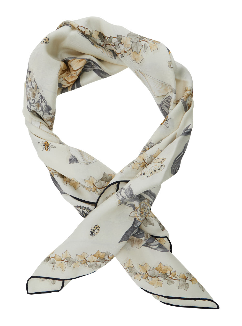 Ferragamo Women Beige Scarf With All-Over Floral Print In Silk  For Women