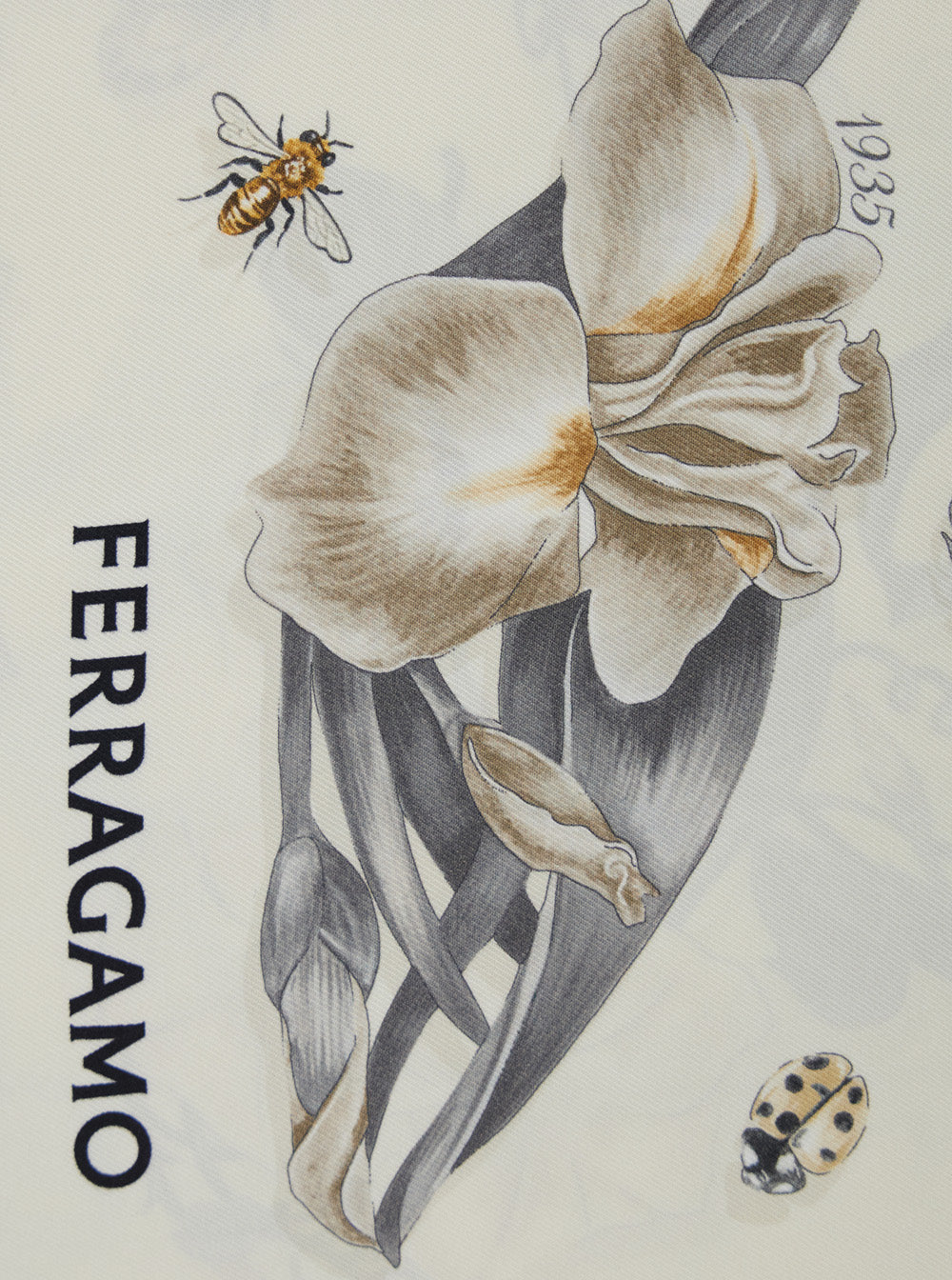 Ferragamo Women Beige Scarf With All-Over Floral Print In Silk  For Women