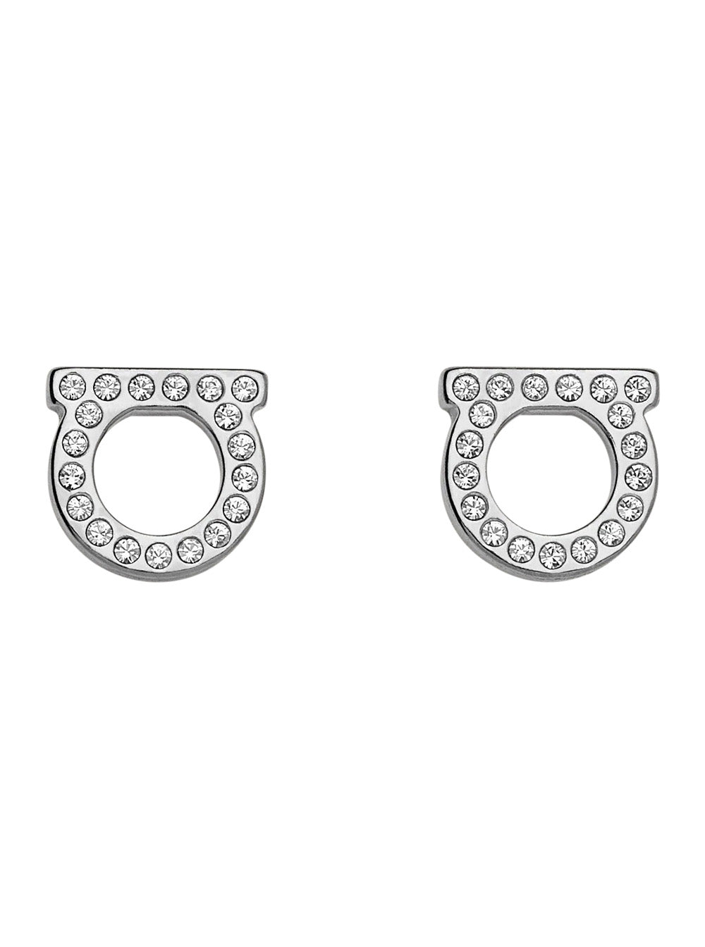 Ferragamo Women Silver-Colored Earrings With Gancini Design And Butterfly Clasp In Brass For Women