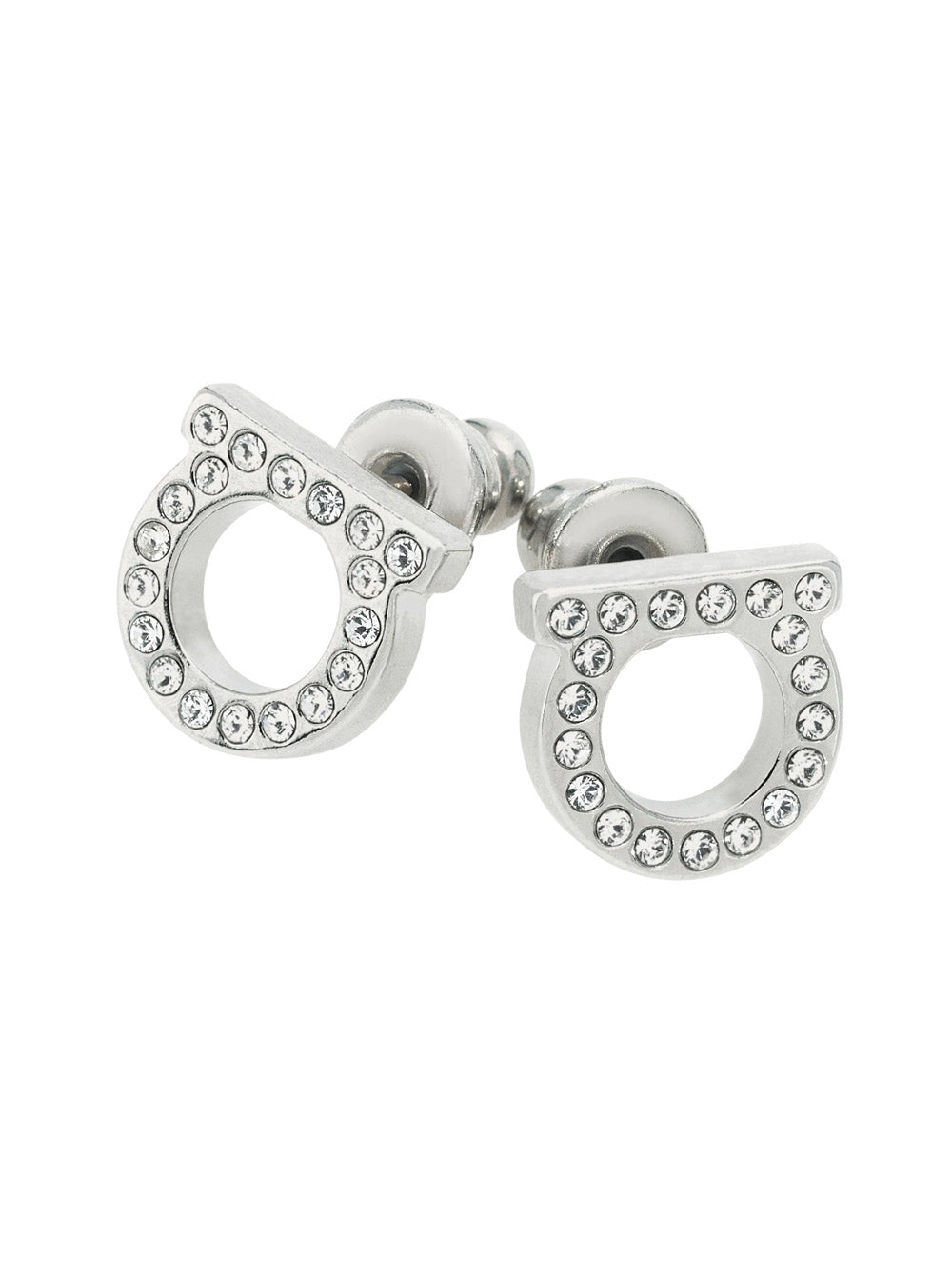Ferragamo Women Silver-Colored Earrings With Gancini Design And Butterfly Clasp In Brass For Women