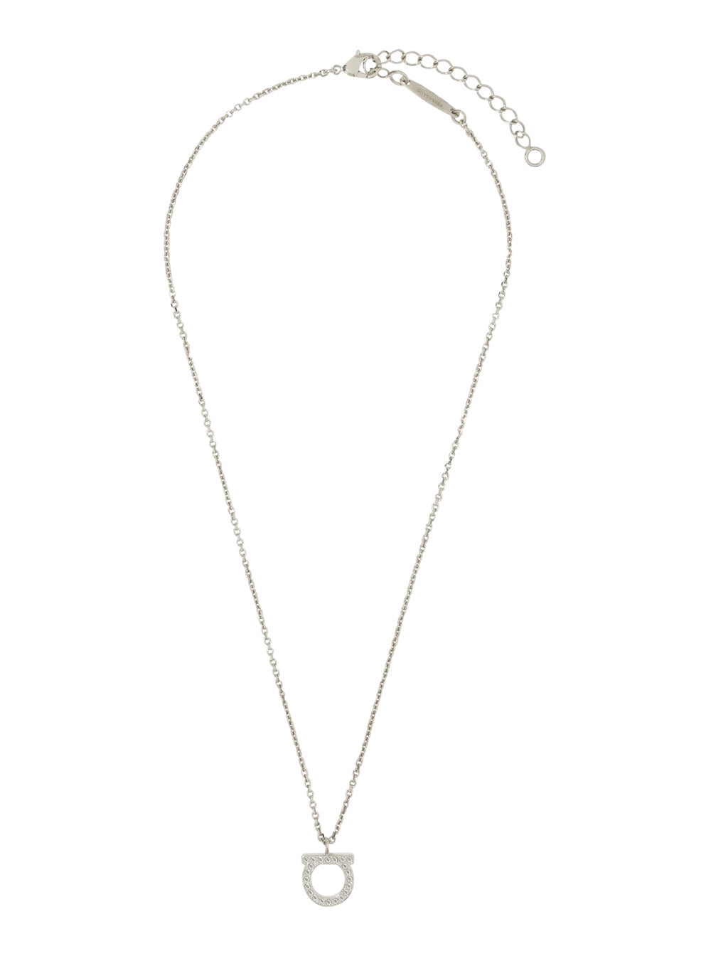 Ferragamo Women Silver-Colored Necklace With Gancini Pendant In Brass For Women