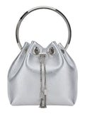 Jimmy Choo Women 'Bon Bon' Silver Colored Mini Bag With Drawstring Closure In Leather Blend For Women