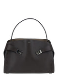 Ferragamo Women 'Hug Media' Black Handbag With Logo And Gancini Buckles In Leather For Women