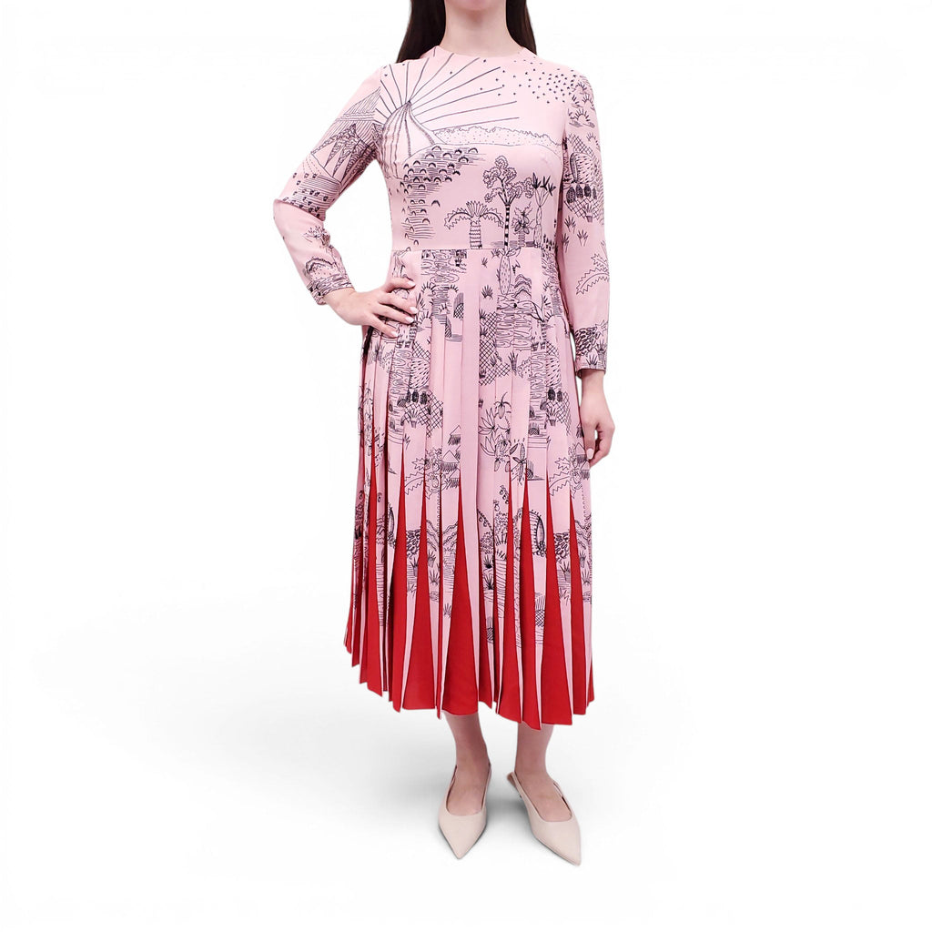 VALENTINO RUNWAY PLEATED SILK DRESS - SIZE 8