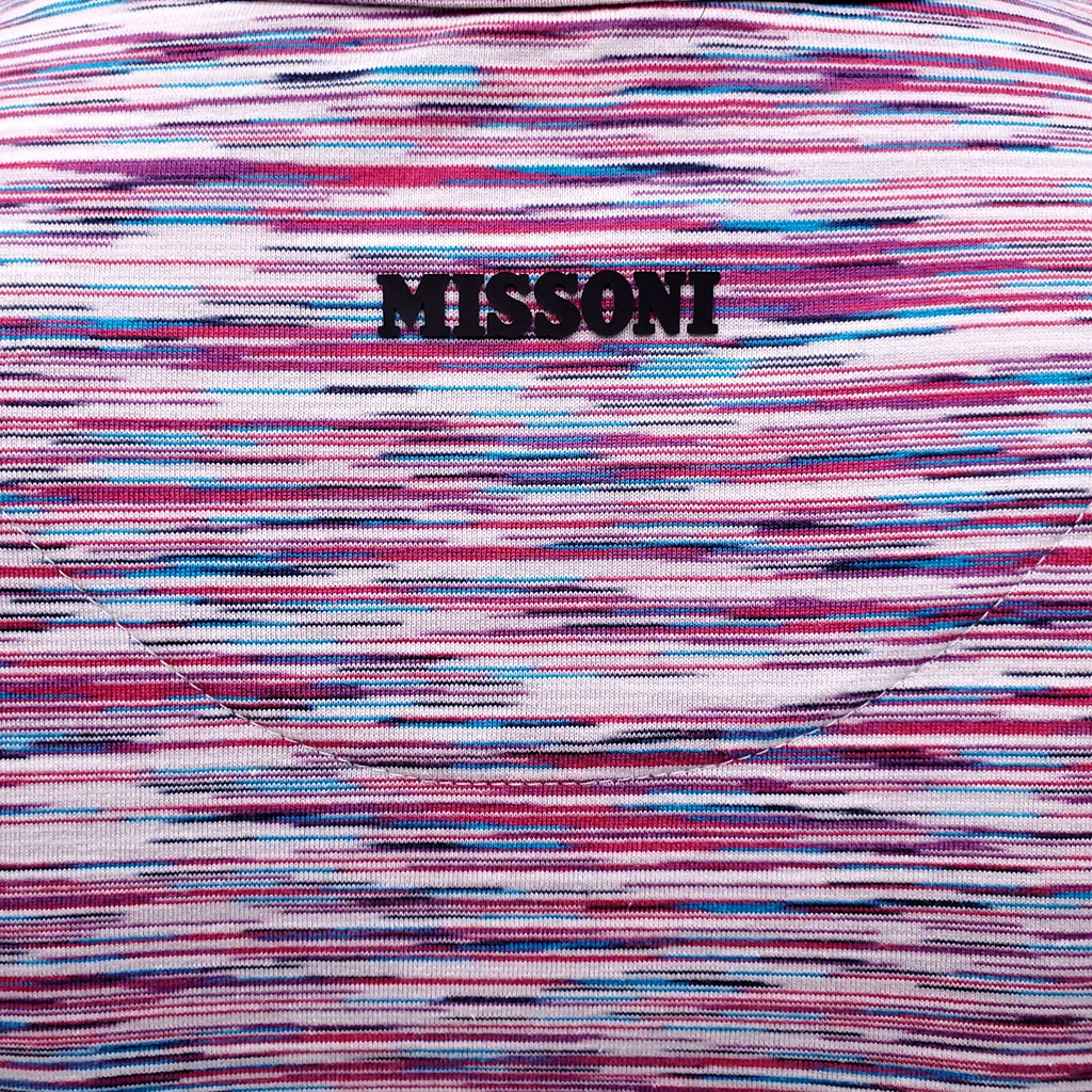 MISSONI PURPLE AND BLUE STRIPED COTTON SLEEVELESS MAXI DRESS - SIZE 36